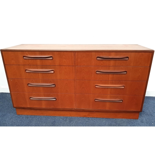 351 - G PLAN TEAK LARGE CHEST OF DRAWERS
the rectangular moulded top above four pairs of graduated drawers... 