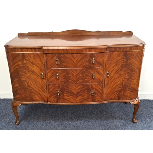 412 - MAHOGANY BOW FRONT SIDEBOARD
with a shaped raised back above three central drawers flanked by a pair... 