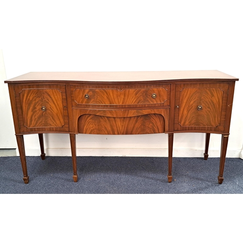 425 - SERPENTINE MAHOGANY AND CROSSBANDED SIDEBOARD
with two central drawers flanked by a pair of panelled... 