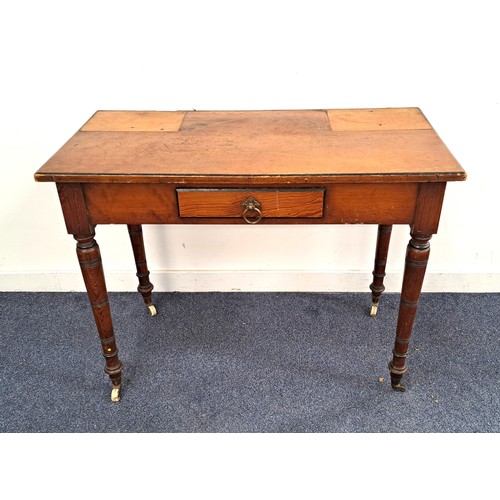 365 - EDWARDIAN PITCH PINE DRESSING TABLE
now lacking its super structure, the rectangular top above a sin... 