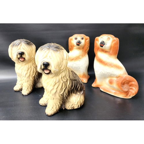 206 - PAIR OF WALLY DOGS
modelled as King Charles spaniels with glass eyes, 28.5cm high, together with a p... 