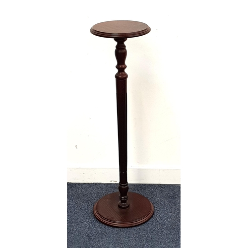 OAK STAINED MODERN TORCHERE
raised on a circular base with a tapering column and circular top, 91.5cm high