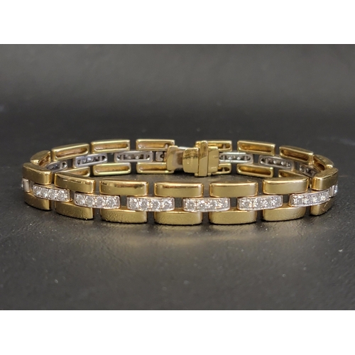 57 - HEAVY DIAMOND SET EIGHTEEN CARAT GOLD BRACLET
the central links all set with diamonds, in all approx... 