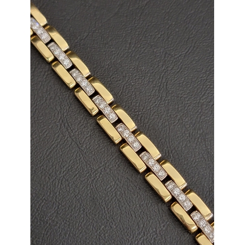 57 - HEAVY DIAMOND SET EIGHTEEN CARAT GOLD BRACLET
the central links all set with diamonds, in all approx... 