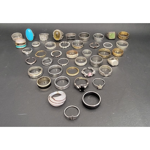 58 - SELECTION OF SILVER AND OTHER RINGS
including turquoise, stone and enamel set examples, etc.