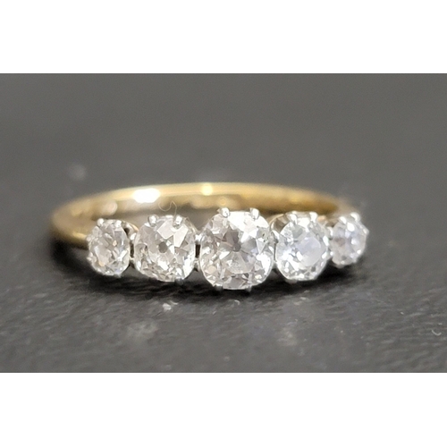 34 - GRADUATED DIAMOND FIVE STONE RING
the central diamond approximately 0.35cts, in all the diamonds tot... 