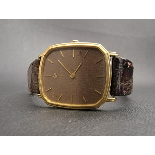 84 - GENTLEMAN'S REAYMOND WEIL EIGHTEEN CARAT GOLD PLATED WRISTWATCH
with quartz movement and leather str... 