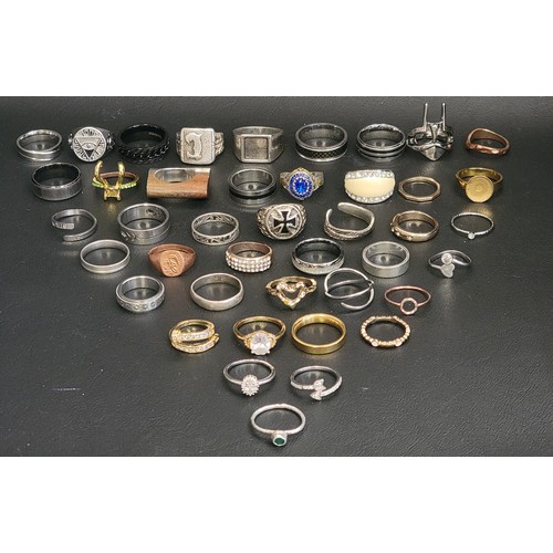 79 - SELECTION OF SILVER AND OTHER RINGS
including statements rings, stone and enamel set examples, etc.