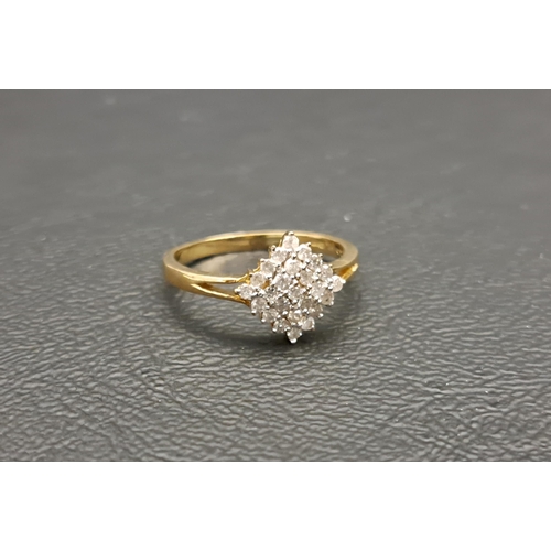 22 - DIAMOND CLUSTER RING
the diamonds totalling approximately 0.25cts, on nine carat gold shank, ring si... 