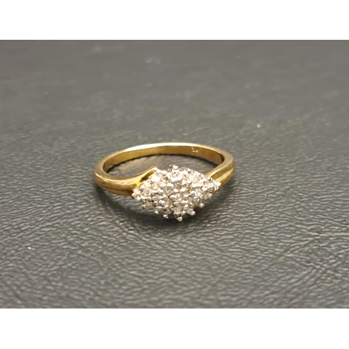 90 - DIAMOND CLUSTER RING
the diamonds totalling approximately 0.2cts, on nine carat gold shank, ring siz... 