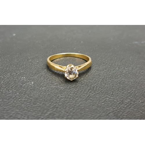 DIAMOND SOLITAIRE RING
the round brilliant cut diamond approximately 0.5cts, on eighteen carat gold shank, ring size L