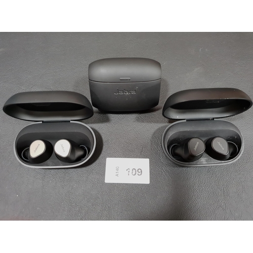 THREE PAIRS OF JABRA EARBUDS
in charging cases (3)