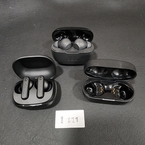 TWO PAIRS OF EARBUDS
comprising of JBL and Skull Candy. Together with an empty Sony charging case (3)