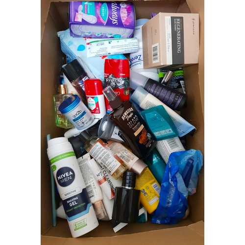 ONE BOX OF COSMETIC AND TOILETRY ITEMS
including Nivea, Dior, No. 7, chanel and Got2b, etc.
