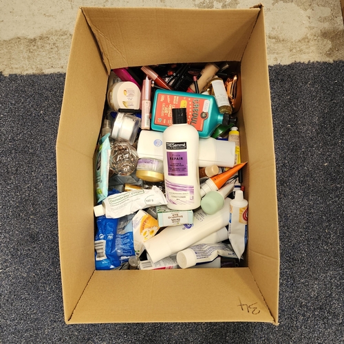 ONE BOX OF COSMETIC AND TOILETRY ITEMS
including Viktor & Rolf, Rimmel, Maybeline, Lancome, Elf, and L'Oreal