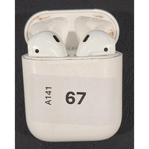 PAIR OF APPLE AIRPODS 1ST GENERATION
in Lightning charging case
Note: slightly dirty and left earbud model number not visible as too worn