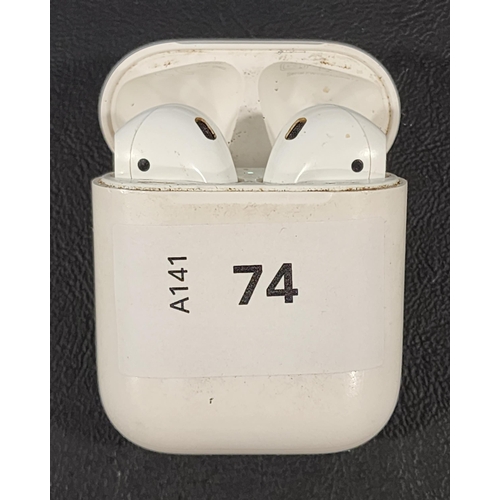 PAIR OF APPLE AIRPODS 
in Lightning charging case
Note: earbuds model numbers not visible as they as they are too worn and the case and earbuds are extremely dirty