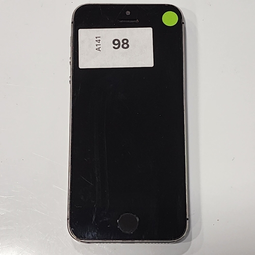 APPLE IPHONE 5S
IMEI 358757055124013. NOT Apple Account locked. note: back is smashed and dented 
Note: It is the buyer's responsibility to make all necessary checks prior to bidding to establish if the device is blacklisted/ blocked/ reported lost. Any checks made by Mulberry Bank Auctions will be detailed in the description. Please Note - No refunds will be given if a unit is sold and is subsequently discovered to be blacklisted or blocked etc.