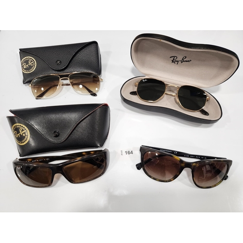 THREE PAIRS OF RAY BAN SUNGLASSES 
all in cases and a pair of Emporio Armani sunglasses (4)