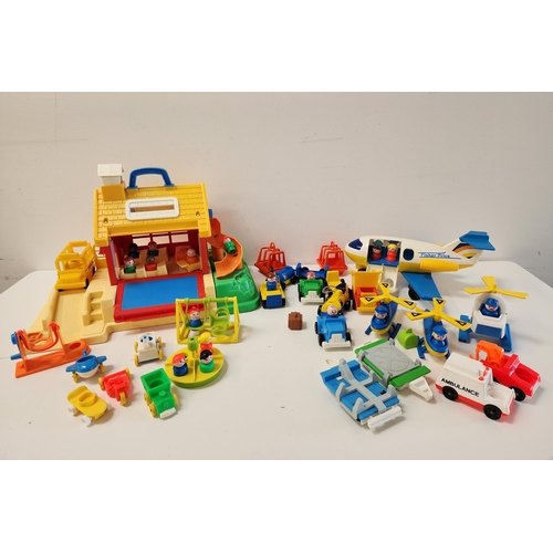 LARGE SELECTION OF FISHER PRICE PLAY FAMILY TOYS
including a School House, School bus, play ground, mini-bus, plane, helicopter, ambulance, and a large number of figures, etc.