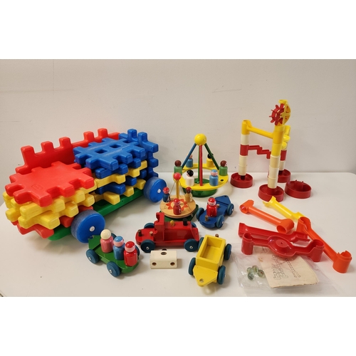 SELECTION OF VINTAGE TOYS
comprising Little Tykes big waffle blocks; an Escor wooden play area and train; and a marble run