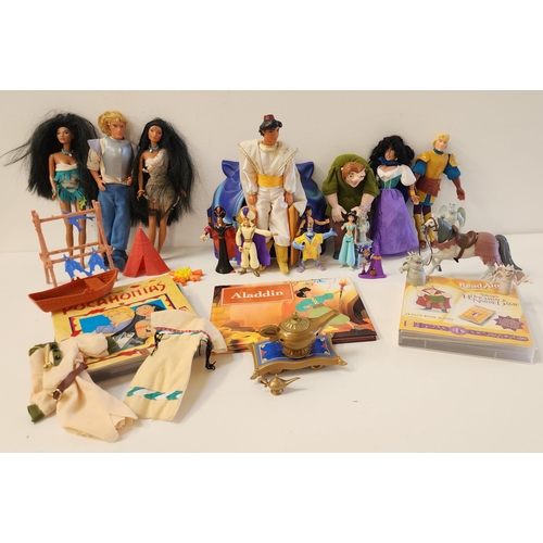 LARGE SELECTION OF DISNEY TOYS RELATING TO THE HUNCHBACK OF NOTRE DAME, POCAHONTAS AND ALLADIN
including books, action figures, dolls, and accessories, etc.