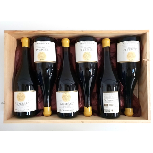 M. CHAPOUTIER LE MEAL ERMITAGE 2012
6 bottles, in original wooden case, 75cl and 14%