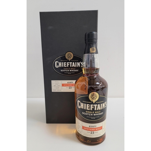 BANFF CHIEFTAIN'S 1979 23 YEAR OLD SPEYSIDE SINGLE MALT SCOTCH WHISKY
distilled March 1979, bottled March 2002. Cask no. 476/499. No. of bottles 708. 70cl and 46%. Level mid to low neck. in box. 1 bottle