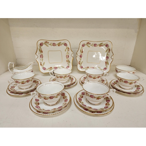 ROYAL WORCESTER MONTPELIER TEA SET
comprising six cups and saucers, six side plates, sandwich and cake plates, sugar bowl and milk jug (22)