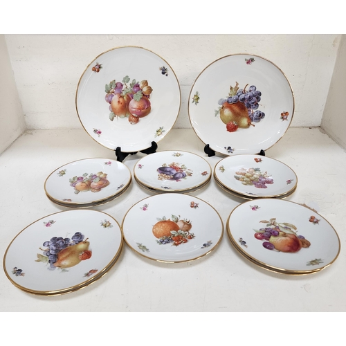 191 - THIRTEEN SCHUMANN ARZBERG PORCELAIN PLATES
decorated with fruit with gilt highlights, comprising ele... 