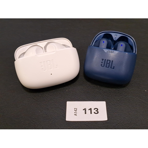 TWO  PAIRS OF JBL EARBUDS
in charging cases