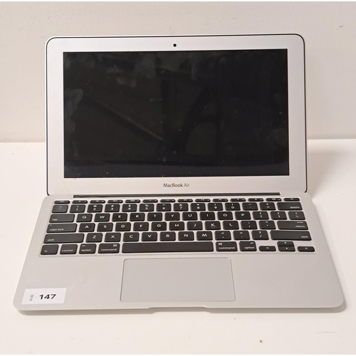 147 - APPLE MACBOOK AIR  
Model A1370 - Serial number C02GF6D2DJYD - Wiped - NOT Apple Account Locked
Note... 