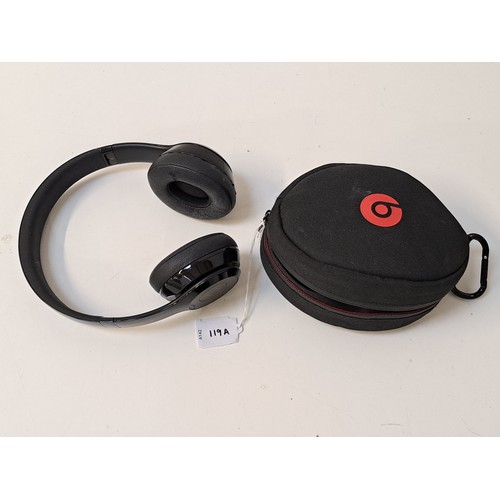 PAIR OF BEATS SOLO ON-EAR HEADPHONES
in beats case; Model A1796; Note: there is wear and damage to the earpads