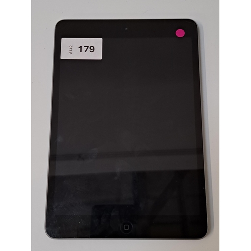 APPLE IPAD MINI
A1489 - WIFI- serial number DMPQF0RCM5. Apple account locked. 
Note: It is the buyer's responsibility to make all necessary checks prior to bidding to establish if the device is blacklisted/ blocked/ reported lost. Any checks made by Mulberry Bank Auctions will be detailed in the description. Please Note - No refunds will be given if a unit is sold and is subsequently discovered to be blacklisted or blocked etc.