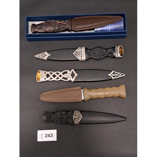 243 - FIVE SGIAN DUBHS
one in box by The Sgian Dubh Co.
Note: You must be over the age of 18 to bid on thi... 