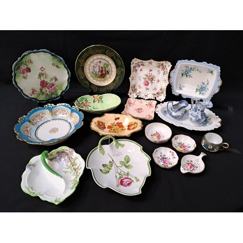 MIXED LOT OF CERAMICS
including a Carlton Ware leaf shaped dish, four Royal Crown Derby small dishes, two Hammersley square dishes, two Royal Albert shaped dishes, Portmeirion rectangular dish and other items
