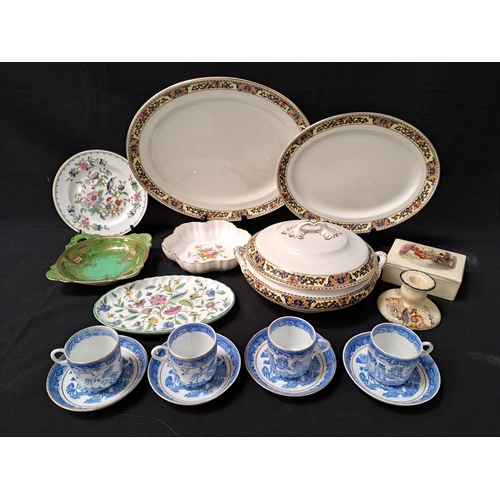 MIXED LOT OF CERAMICS
including two Burslem oval meat plates and a lidded tureen, Minton Marlow shaped dish, Minton Haddon Hall shaped dish, Aynsley Pembroke plate, Noritake shaped dish and other items