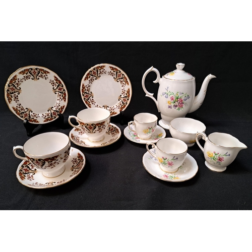 QUEEN ANNE OLD COUNTRY SPRAY COFFEE SET
comprising six coffee cans and saucers, lidded coffee pot, cream jug and sugar bowl; together with a Colclough tea set comprising eight cups, six saucers and seven side plates (37)