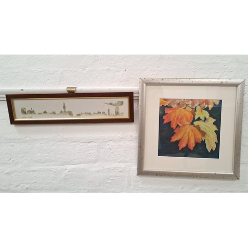 CARROL MCKELLAR
Autumn colours, print, signed to verso, 20cm x 20.5cm, together with Tom McFarlane Young, Glasgow sunset, print, signed and dated '89, 7cm x 39.5cm (2)