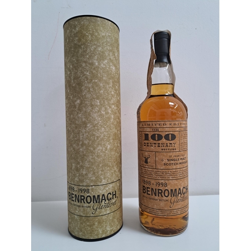 BENROMACH 17 YEAR OLD SINGLE MALT SCOTCH WHISKY SPECIAL CENTENARY BOTTLING 
Bottled 1998. Bottle number 1236 of 3500. 70cl and 43%. In capsule. Level mid to low neck. 1 bottle