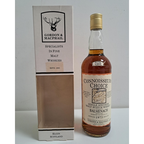 BALMENACH 22 YEAR OLD SINGLE MALT SCOTCH WHISKY 
Gordon and MacPhail Connoisseurs Choice. Distilled 1973. Bottled 1995. 70cl and 40%. In Box. Level mid to low neck. 1 bottle