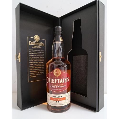 DALLAS DHU 22 YEAR OLD SINGLE MALT SCOTCH WHISKY 
Ian MacLeod, Chieftain's Choice series. Distilled December 1980. Bottled November 2003. Cask no 2104. One of 246 bottles. 70cl and 63.6%. In presentation box. Level low neck, top of shoulder. 1 Bottle