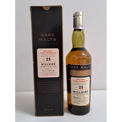 385 - HILLSIDE 25 YEAR OLD SINGLE MALT SCOTCH WHISKY 
from the Glenesk distillery, Rare Malts Selection. D...