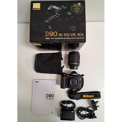 BOXED NIKON D90 CAMERA KIT
including the digital camera, Af-S Nikkor 18-105mm lens, quick charger, power leads and instruction manual