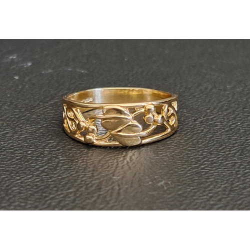 101 - NINE CARAT GOLD RING
with pierced floral and scroll decoration, ring size L and approximately 1.9 gr... 