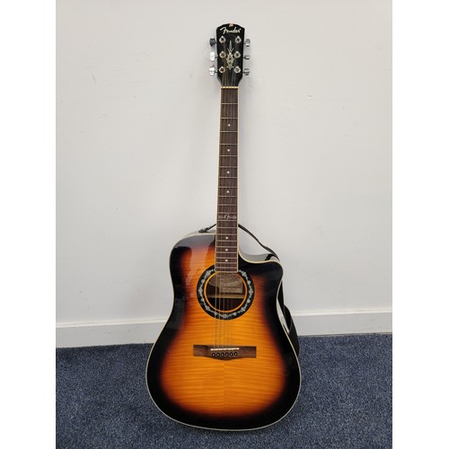 FENDER T-BUCKET 6 STRING GUITAR
model T Bucket-300CE 3TS, Serial number CSJ 13002193, in the sunburst colour with case and guitar strap