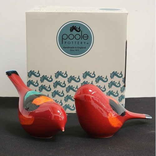PAIR OF POOLE POTTERY VOLCANO BIRDS
with vibrant red bodies with orange hues, boxed and 15cm long (2)