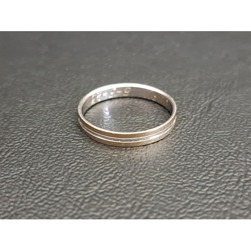 EIGHTEEN CARAT GOLD WEDDING BAND
the central polished ring with brushed finish above and below, ring size O and approximately 1.7 grams