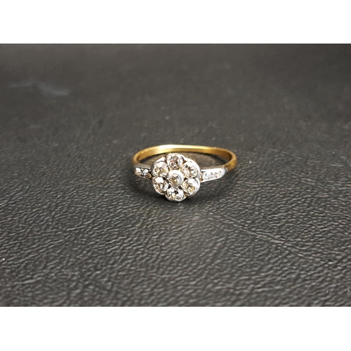 DIAMOND CLUSTER RING
the diamonds totalling approximately 0.4cts, on unmarked gold shank, ring size K-L and approximately 1.8 grams