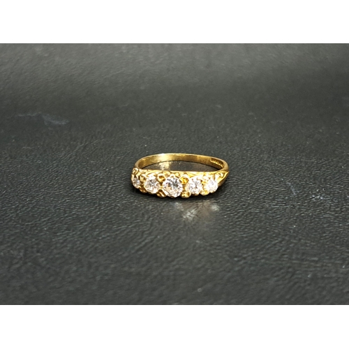 GRADUATED DIAMOND FIVE STONE RING
the diamonds totalling approximately 0.6cts, on eighteen carat gold shank, ring size N and approximately 3 grams